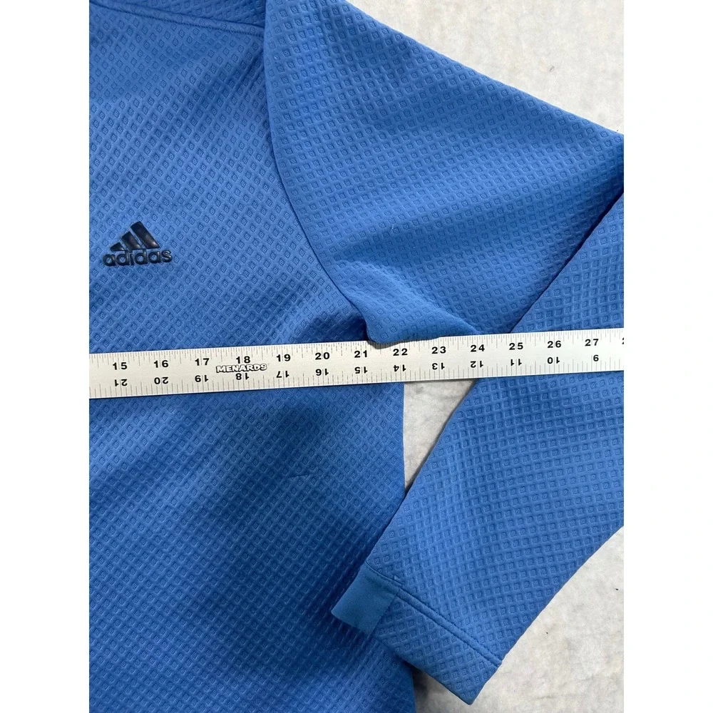 Adidas Primegreen Mens Blue Waffle Texture Quarter Zip Pullover Sweatshirt M